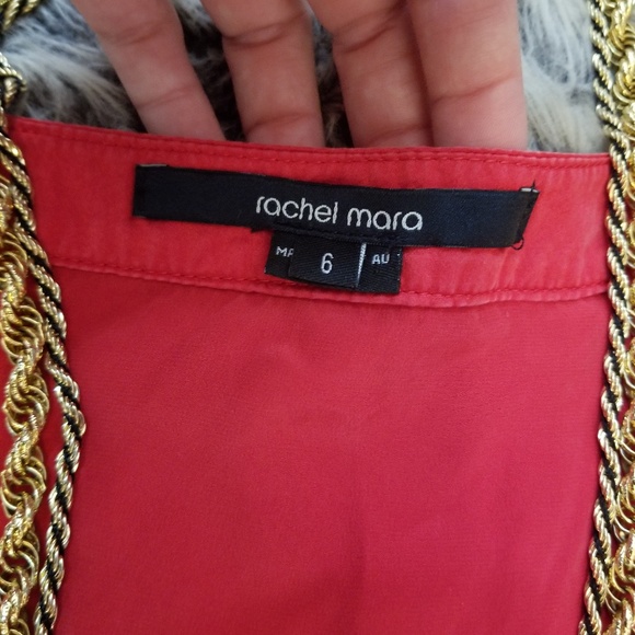 Rachel Mara 100% Silk Red Dress w/Side Pockets - Picture 3 of 3
